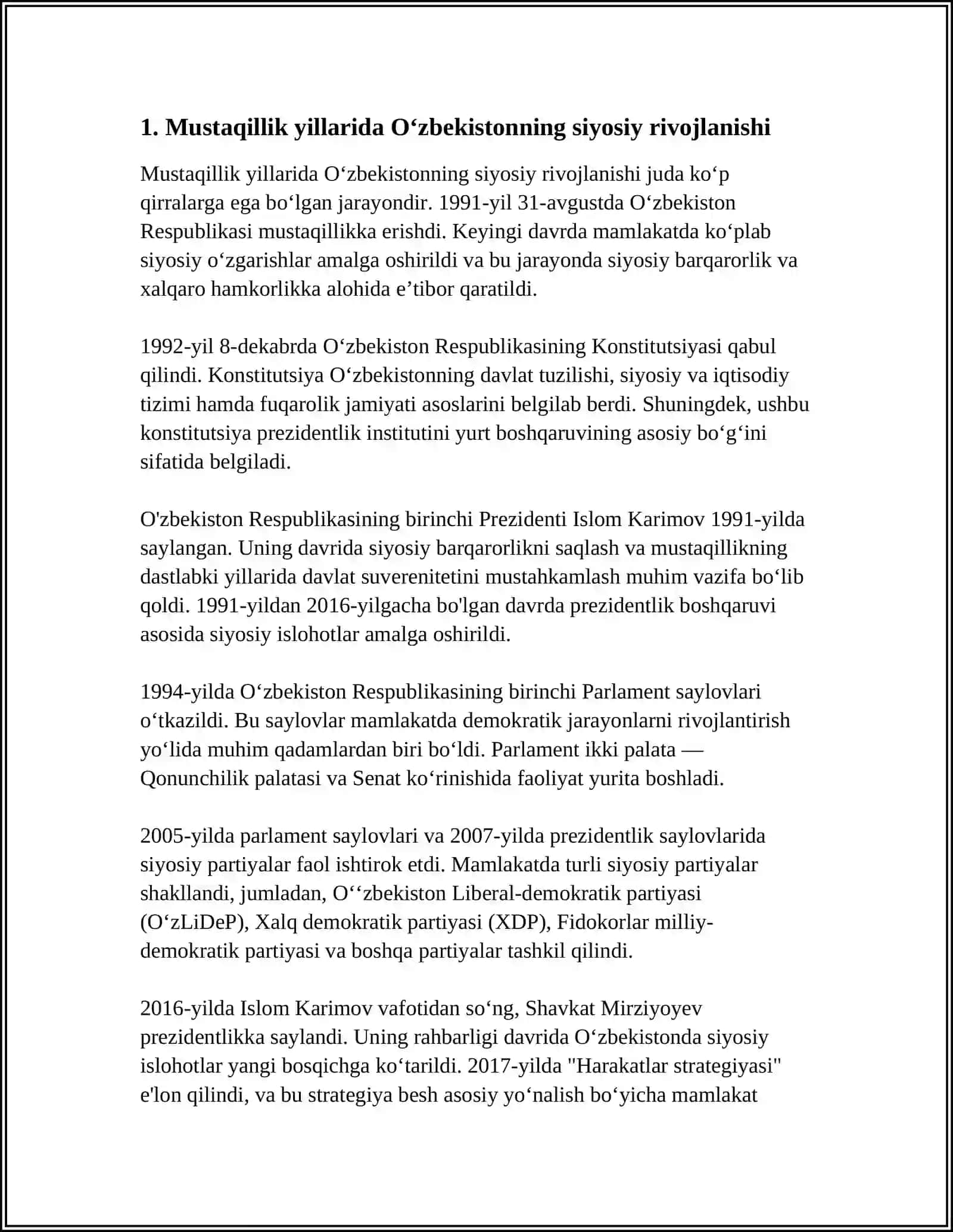 "OʻZBEKISTONNING ENG YANGI TARIXI" OʻQUV FANINING PREDMETI, MAQSAD VA VAZIFALARI 3