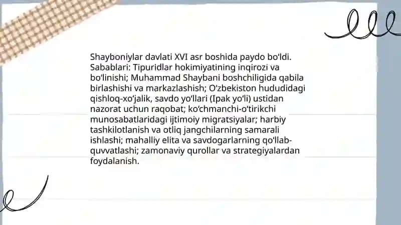 Oʻzbek davlatchiligining tarixiy bosqichlari (Oʻzbekiston hududidagi shayboniylar davlati misolida) 3