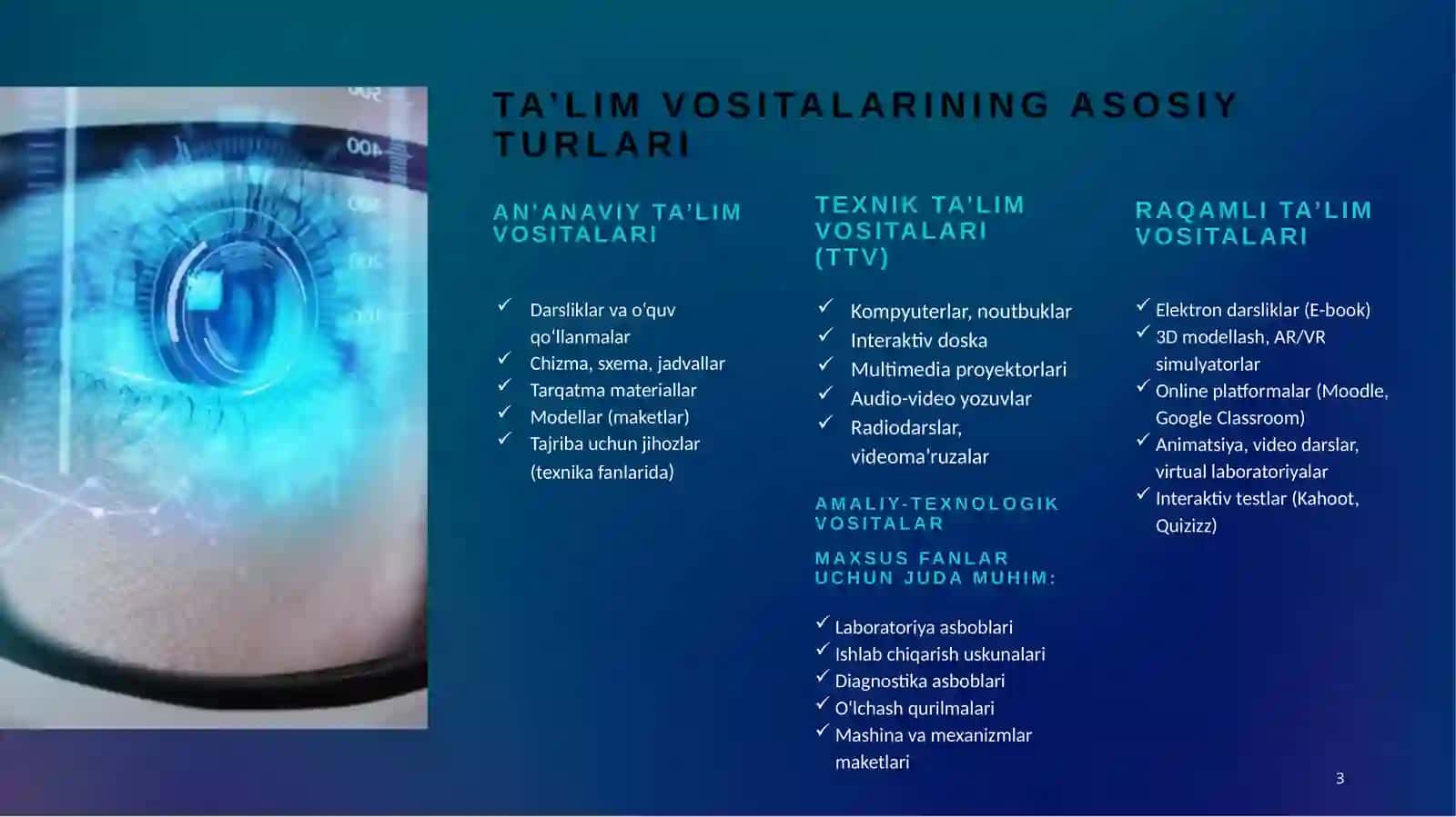 Maxsus fanlarni o’qitishda ta’lim vositalaridan foydalanish 3