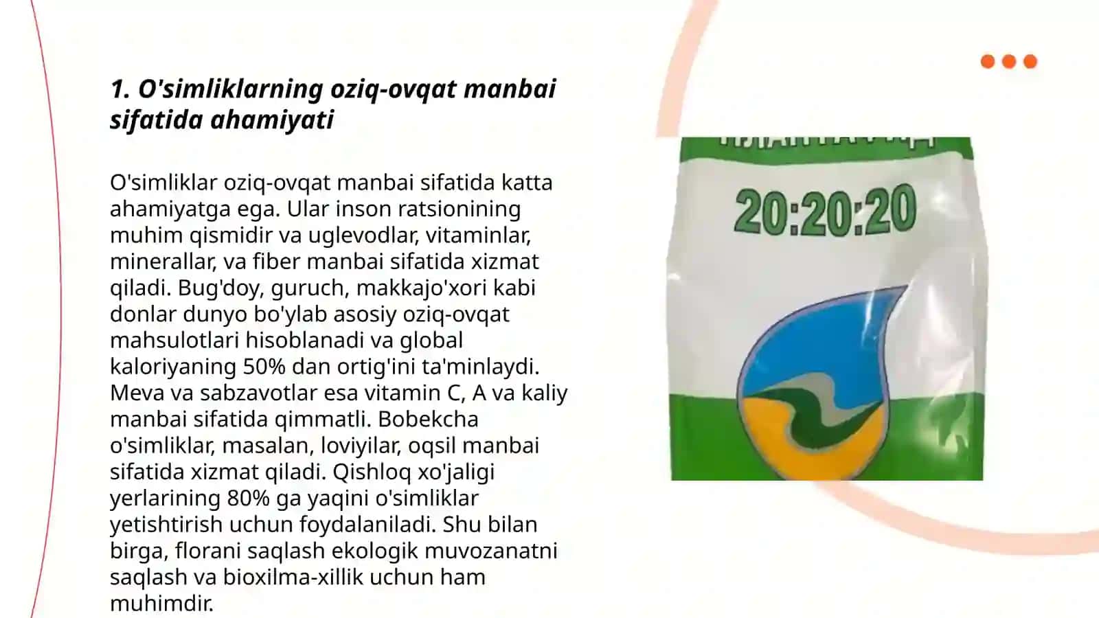 O'simliklarning inson hayotida va biosferadagi ahamiyati 3