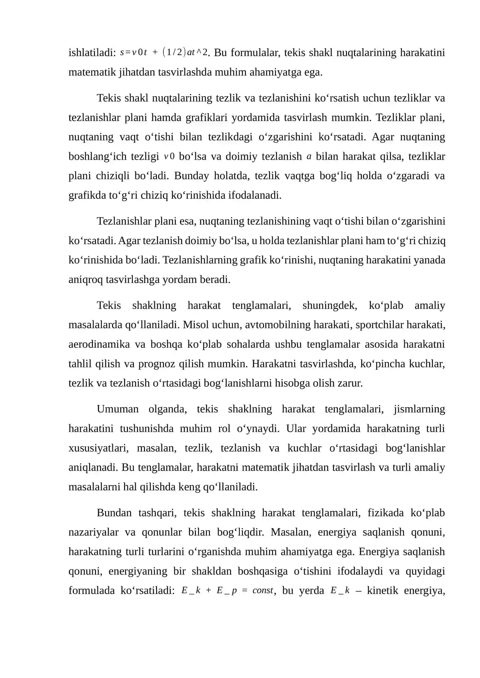 Tekis shaklning harakat tenglamalari. Tekis shakl nuqtalarining tezlik va tezlanishini tezliklar va tezlanishlar plani. 3