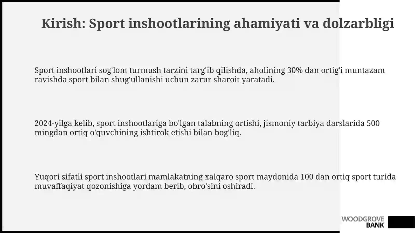Sport inshootlarining konfiguratsiyasi va o'lchamlari 3