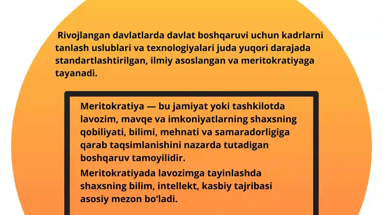 Rivojlangan davlatlarda davlat boshqaruv organlari uchun kadrlarni tanlash uslublari va texnologiyalari. 3