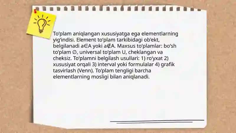 Toʻplamlar va ular ustida amallar 3