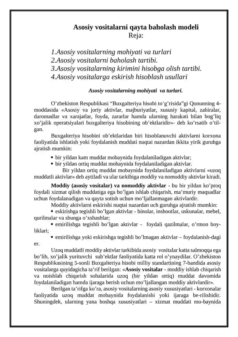 Asosiy vositalarni qayta baholash modeli 3