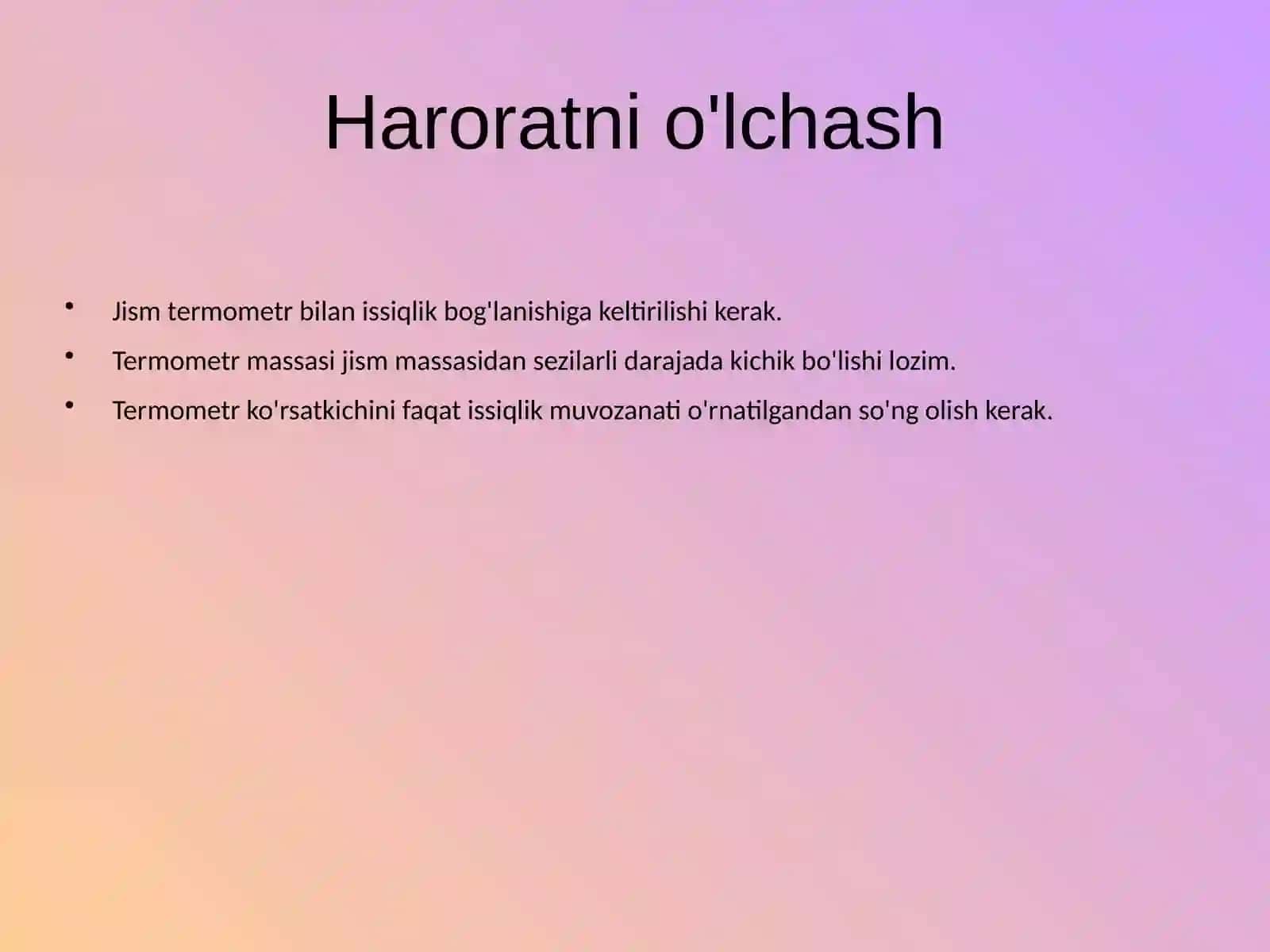 Fizika - Harorat va uning o'lchov birliklari 3