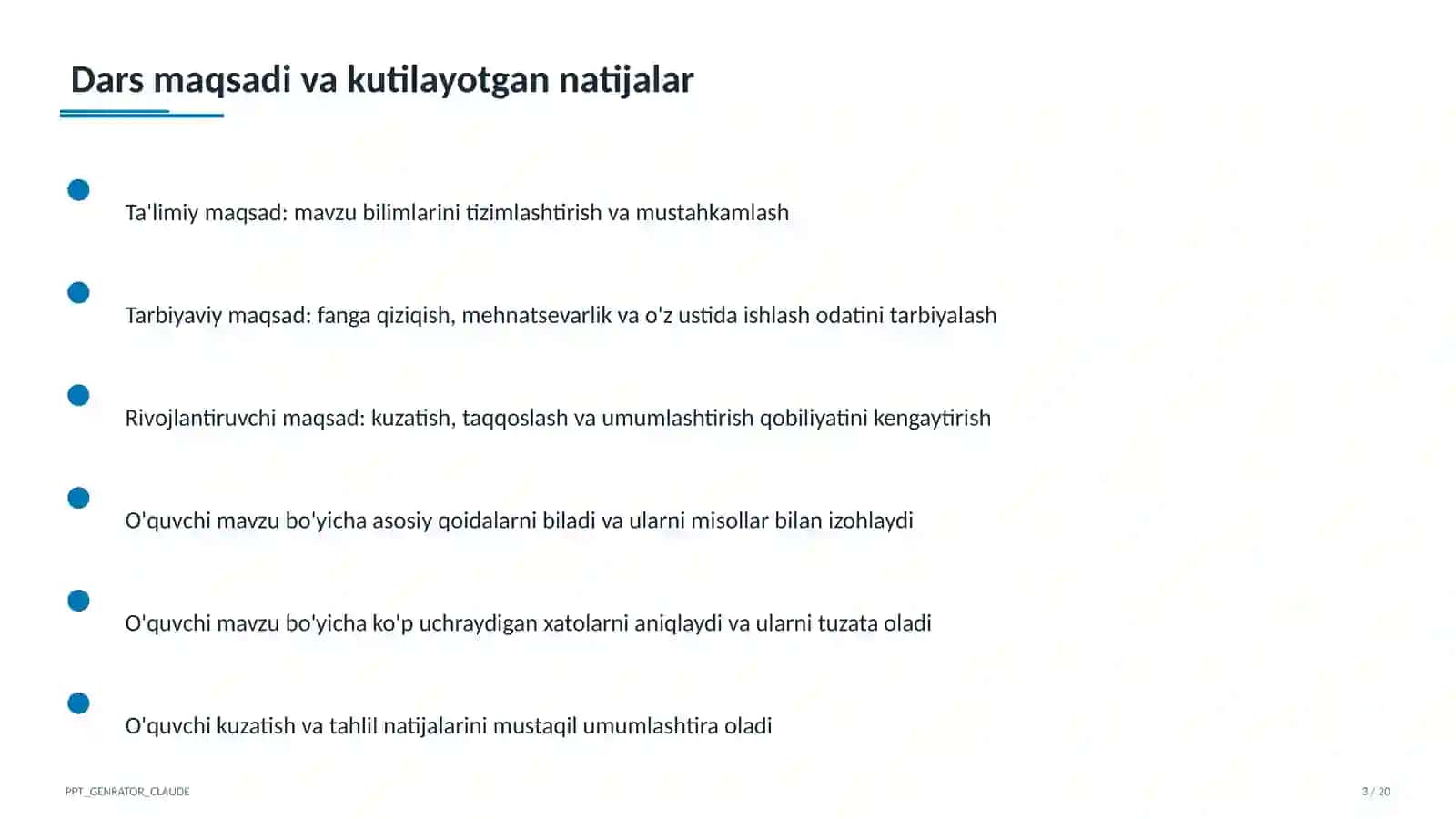 Huquq va iqtisodiyot asoslari (9–11) — ochiq dars uchun 3