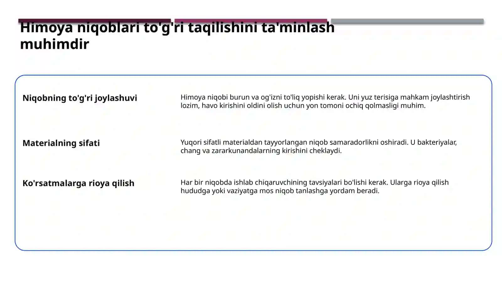 Shaxsiy himoyalanish vositalari. Shaxsiy tibbiy himoya vositalari 3
