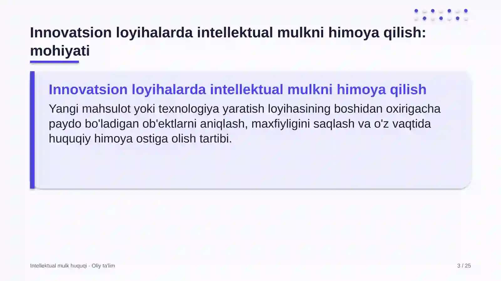 INTELLEKTUAL MULK HUQUQI · OLIY TA'LIM 3