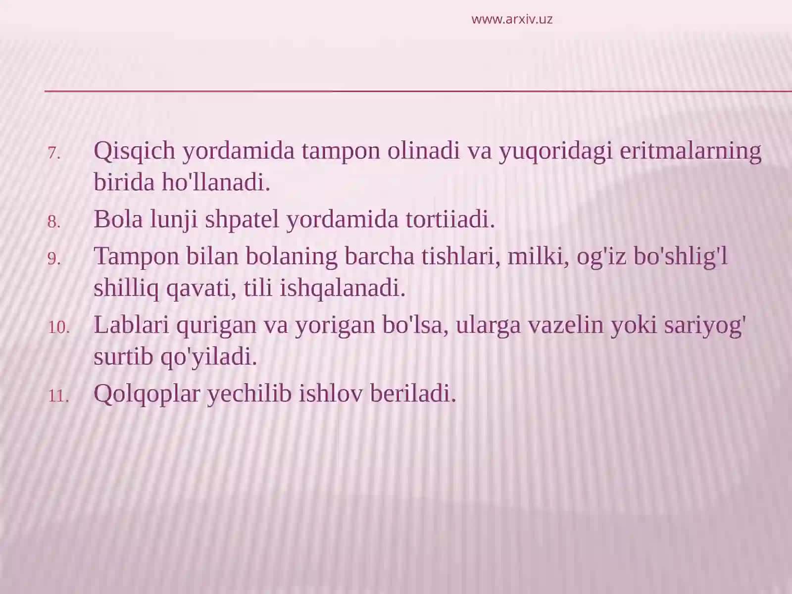 STOMATITLARDA OG'IZ SHILLIQ PARDASIGA ISHLOV BERISH 3