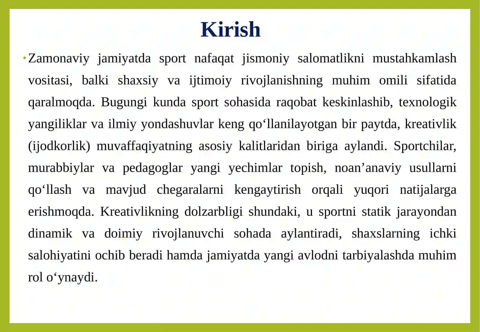 Sport sohasida kreativlik (ijodkorlik) 3