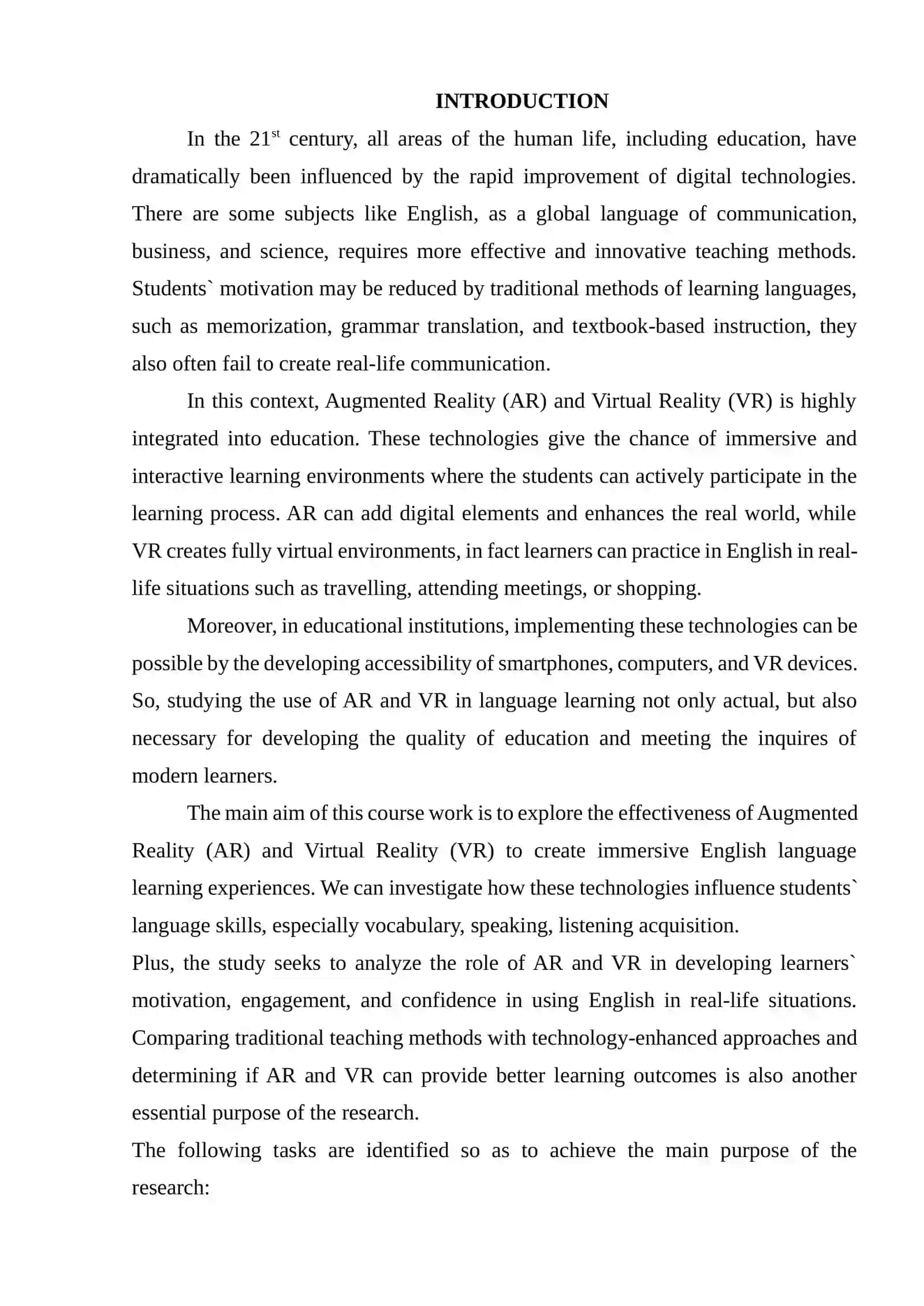 Course Work on Using Augmented Reality and Virtual Reality in English Language 3