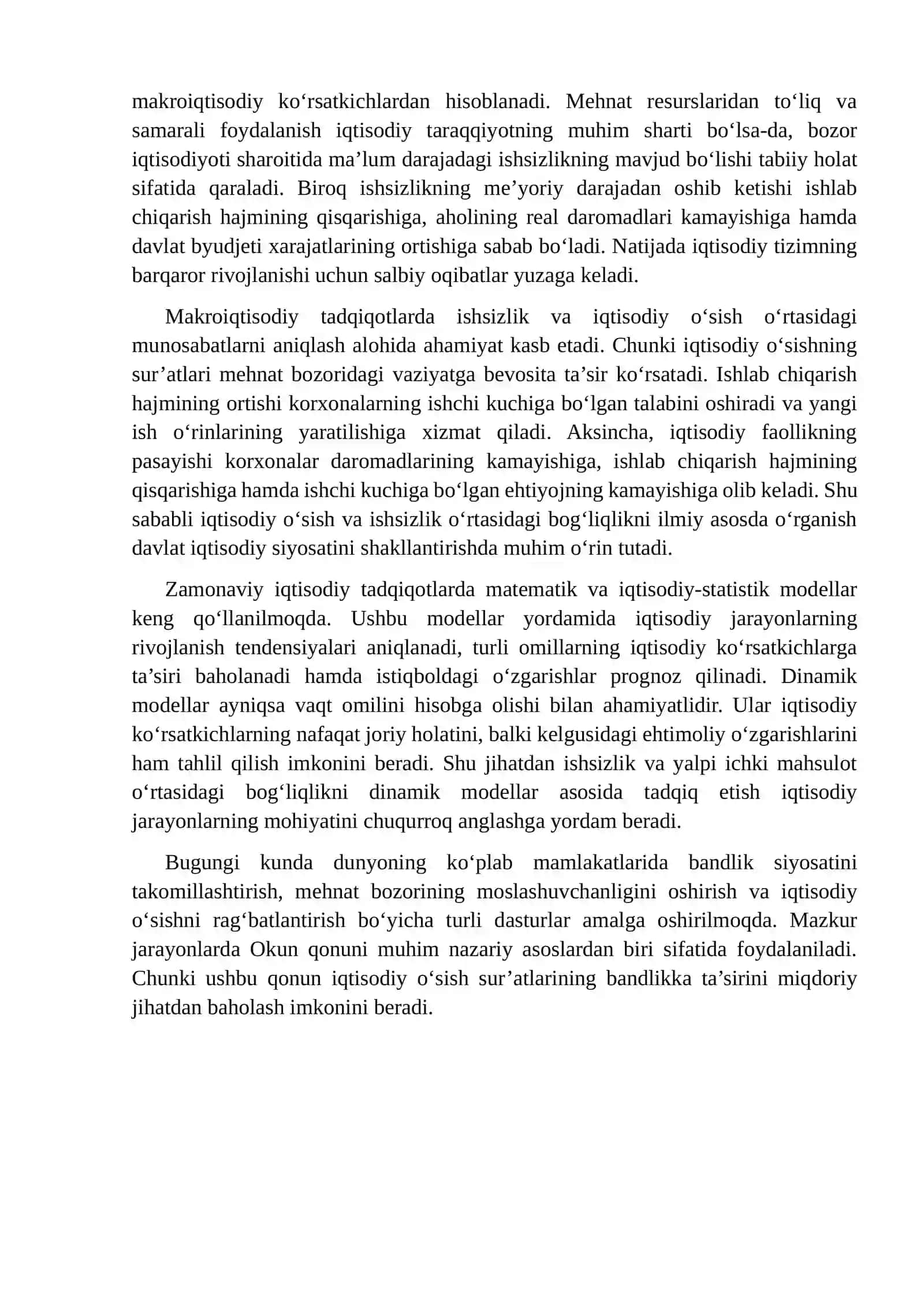 Dinamik modellarida ishsizlik va Okun qonuni 3