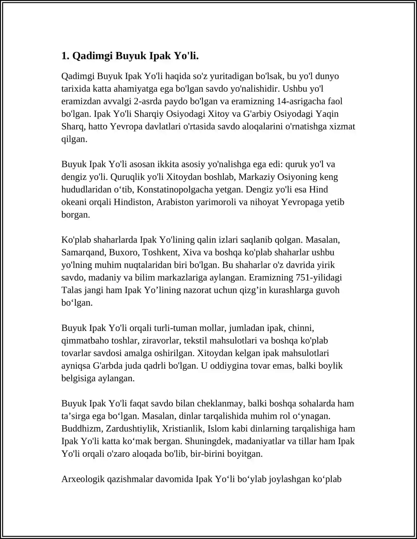 Qadimgi Buyuk Ipak Yo'li 3