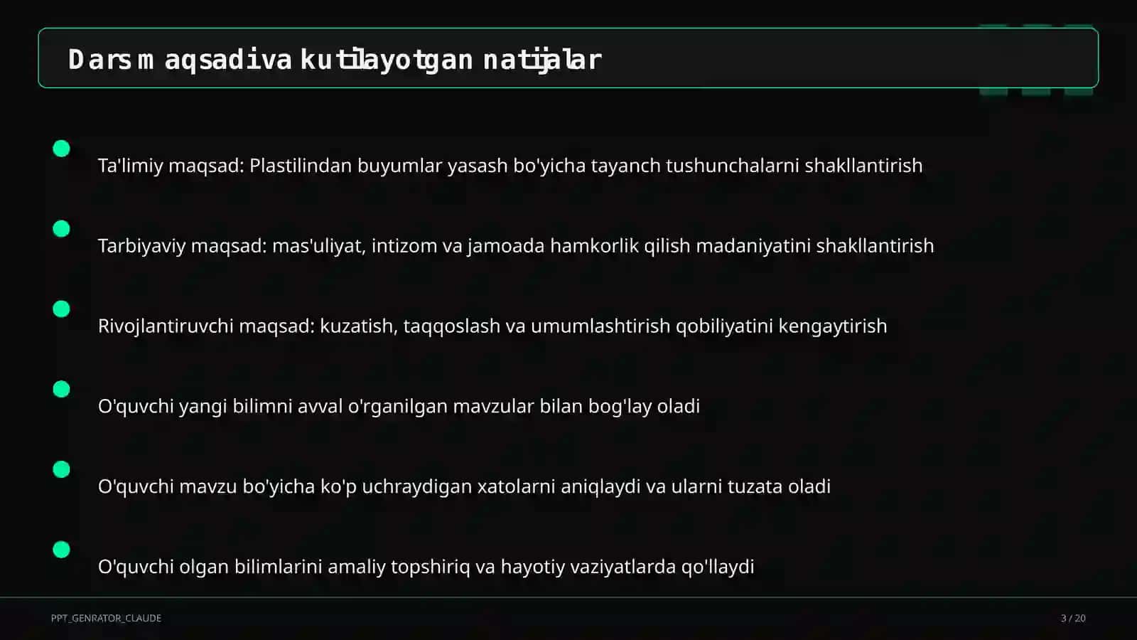 Plastilindan buyumlar yasash (1-sinf) 3
