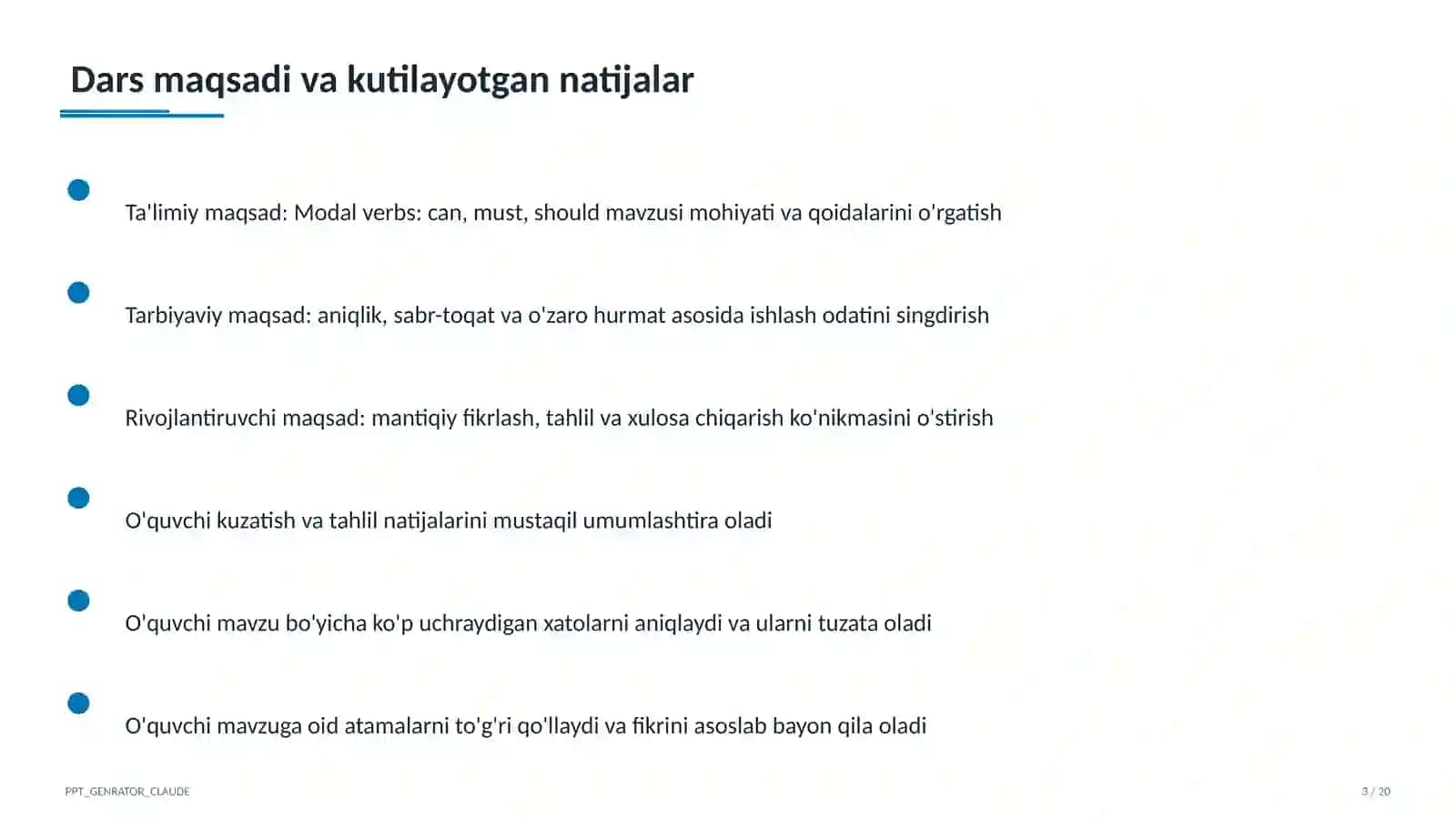Modal verbs: can, must, should (7-sinf) 3