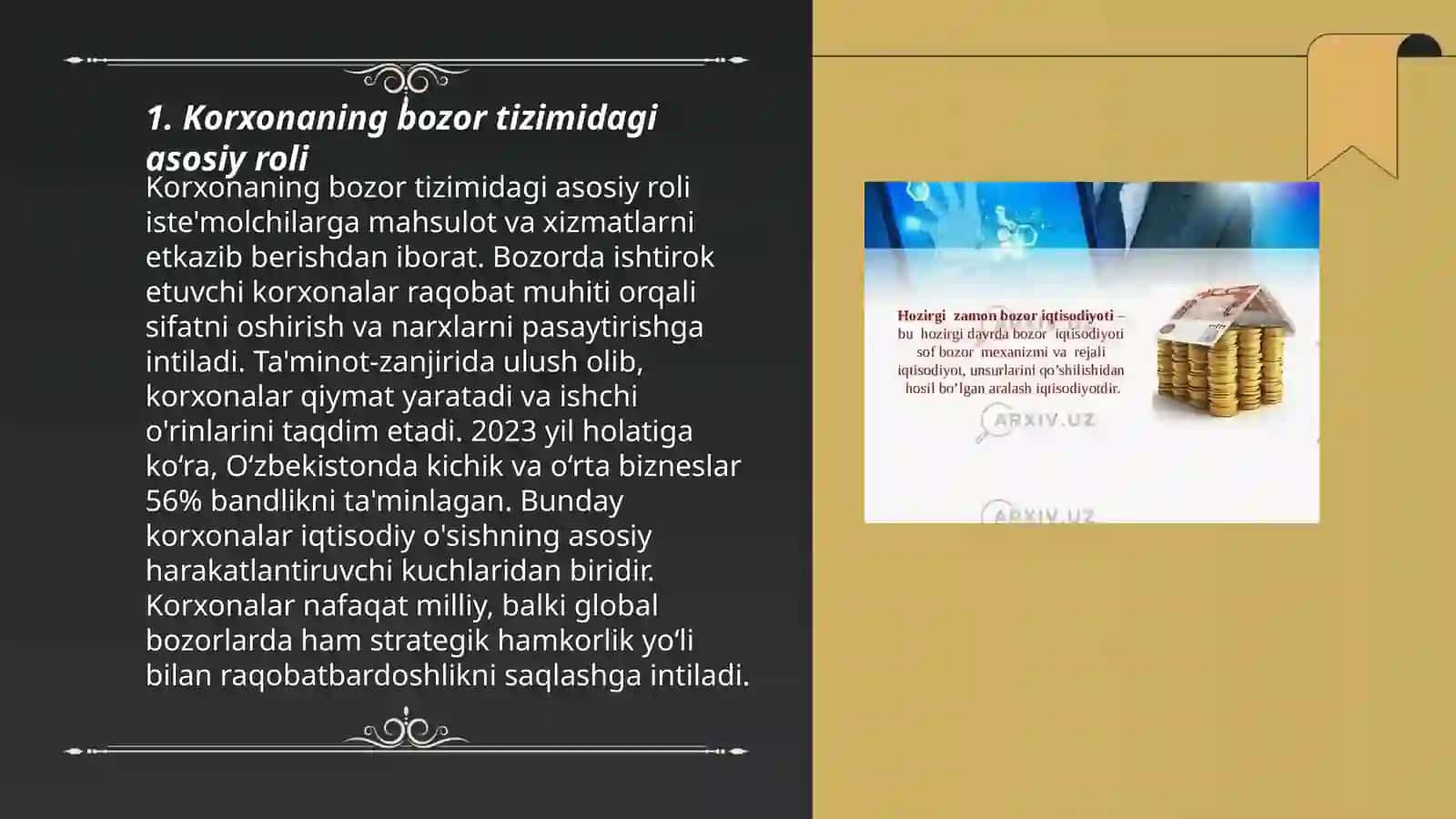 Korxonalarning bozor tizimidagi o'rini va iqtisodiy foaliyatilarining xususiyatlari 3