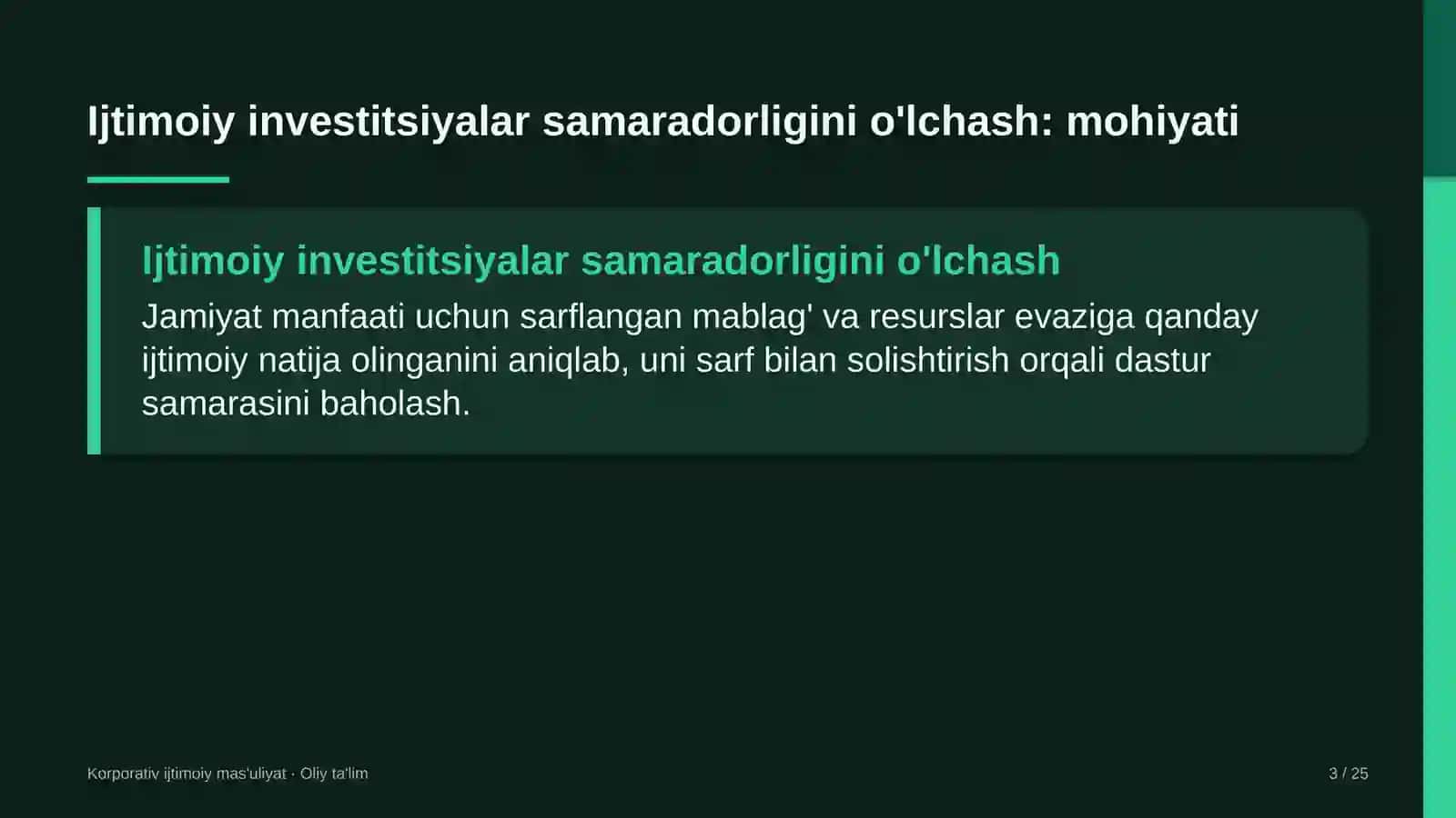 chakana savdoda ijtimoiy investitsiyalar samaradorligini o'lchash 3588 3