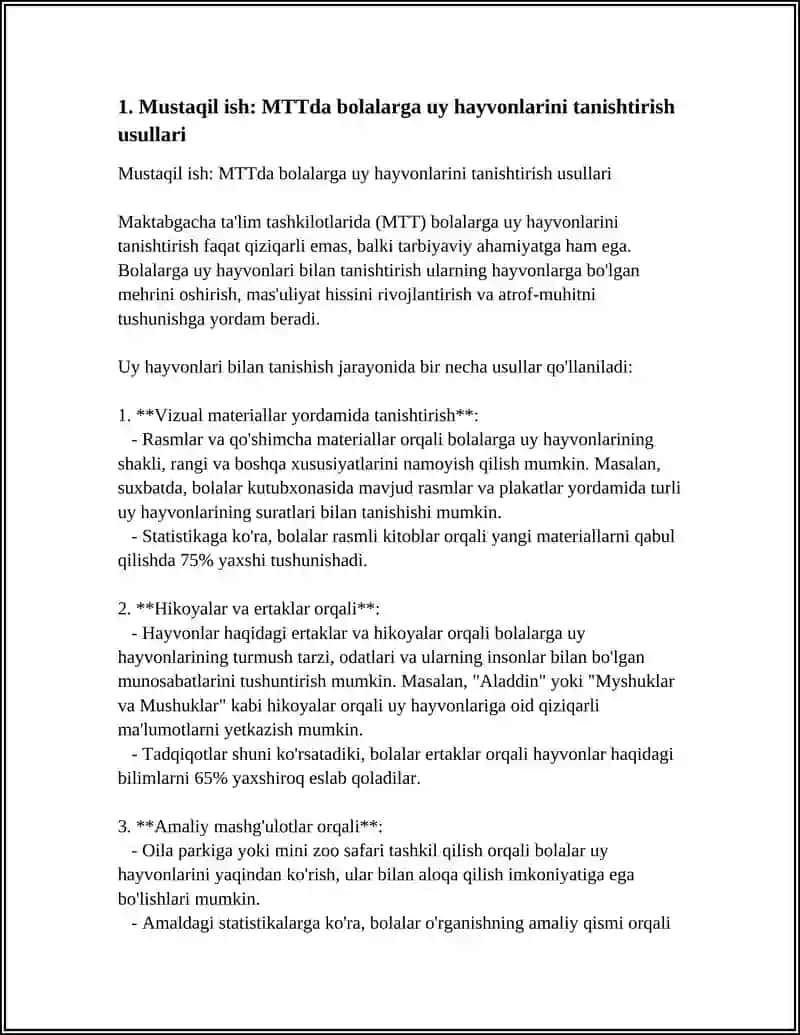 MTTda bolalarga uy hayvonlarini tanishtirish usullari 3