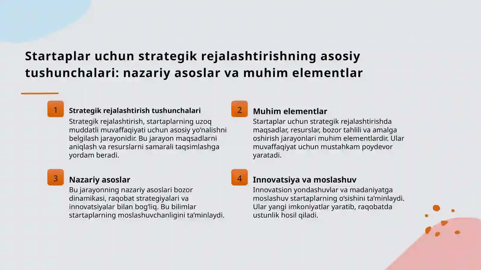 Strategik rejalashtirishning asosiy tushunchalari 3