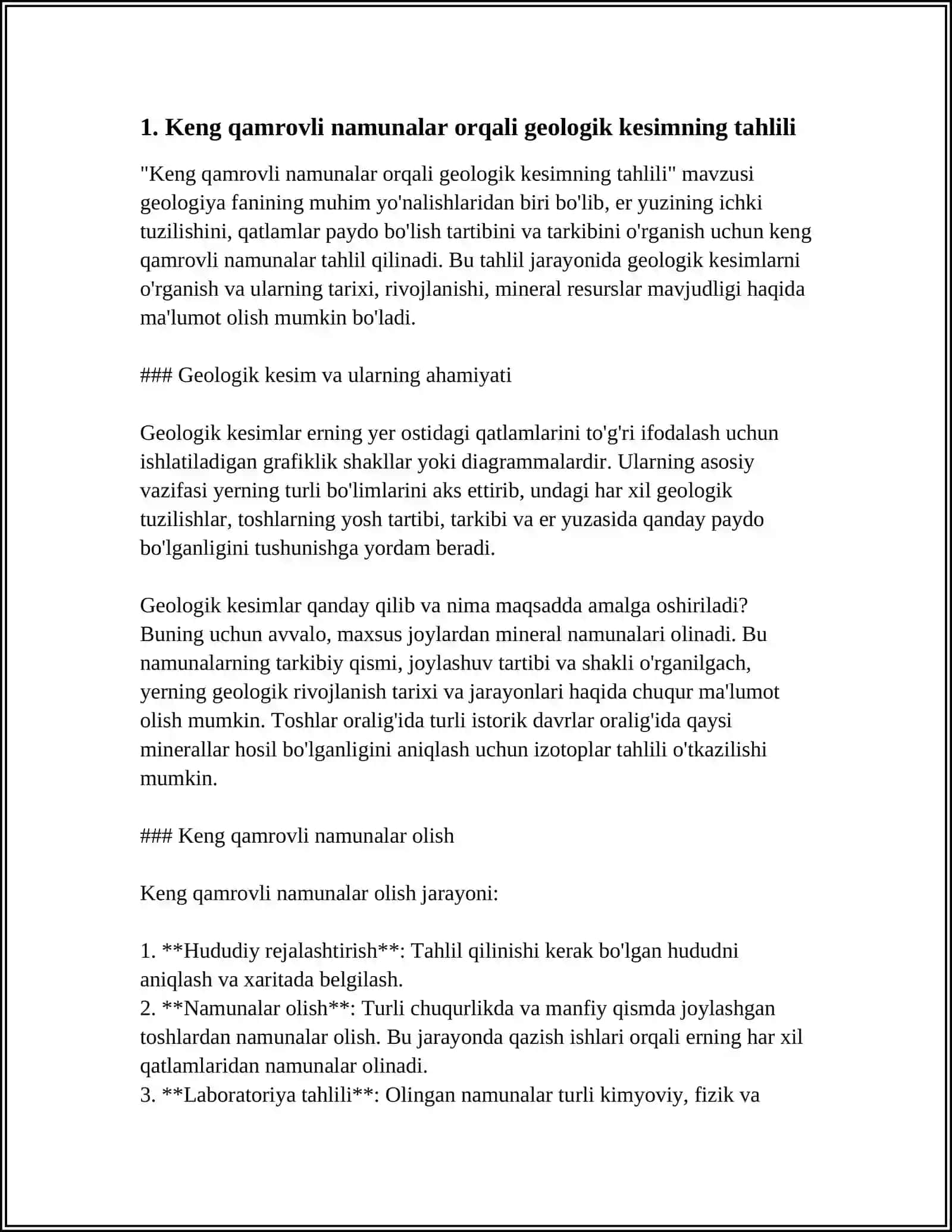 Keng qamrovli namunalar orqali geologik kesimning tahlili 3