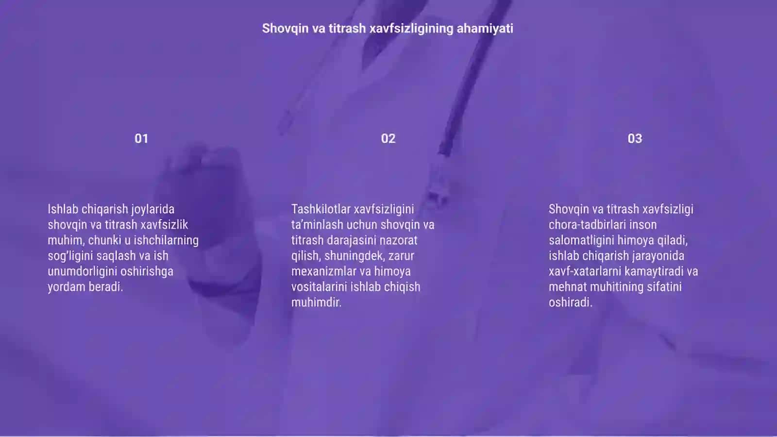 Shovqin va titrash xavfsizligini taʼminlash chora tadbirlari 3