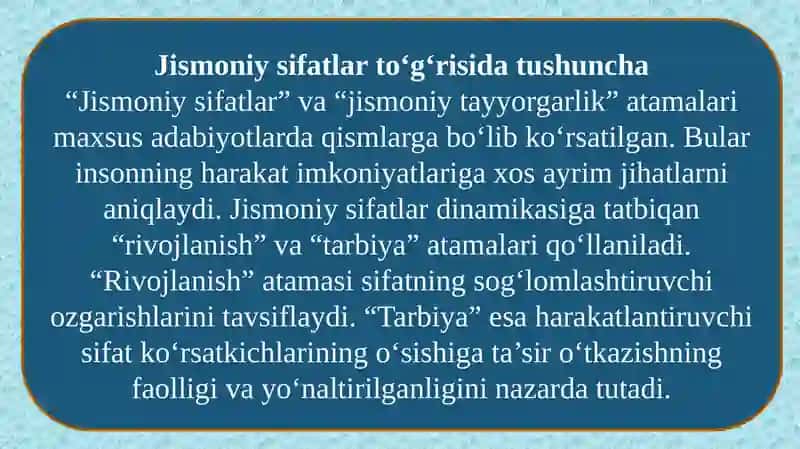 Jismoniy sifatlarni rivojlantirish uslubiyatlari 3