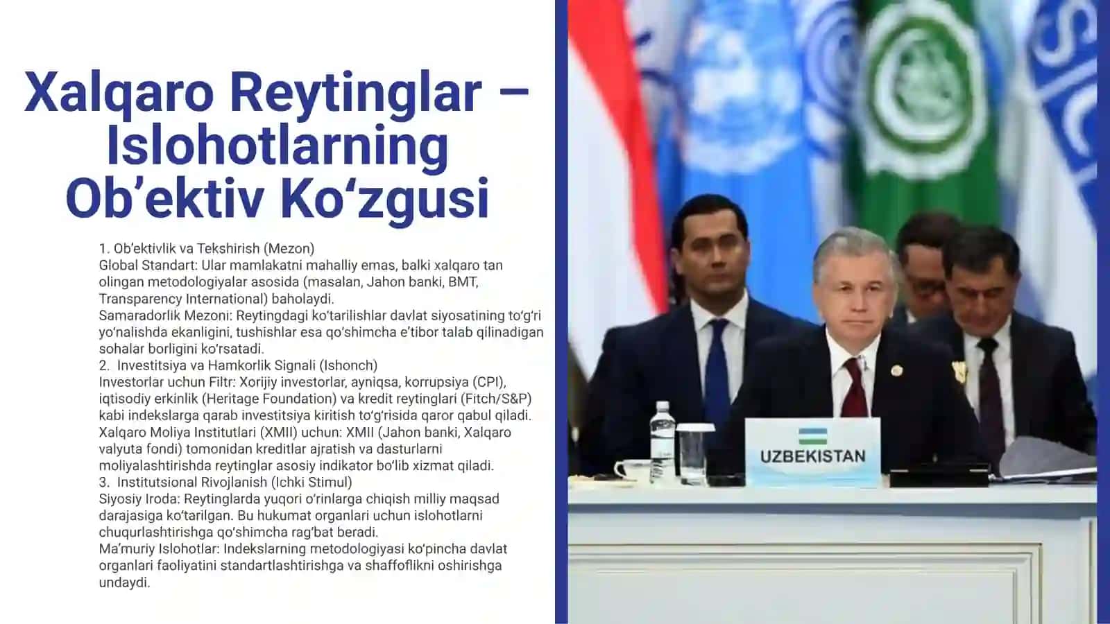 Yangi Oʻzbekistonning ijtimoiy-siyosiy, iqtisodiy va madaniy hayotida roʻy berayotgan oʻzgarishlarning xalqaro reyting va indekslarda aks etishi 3
