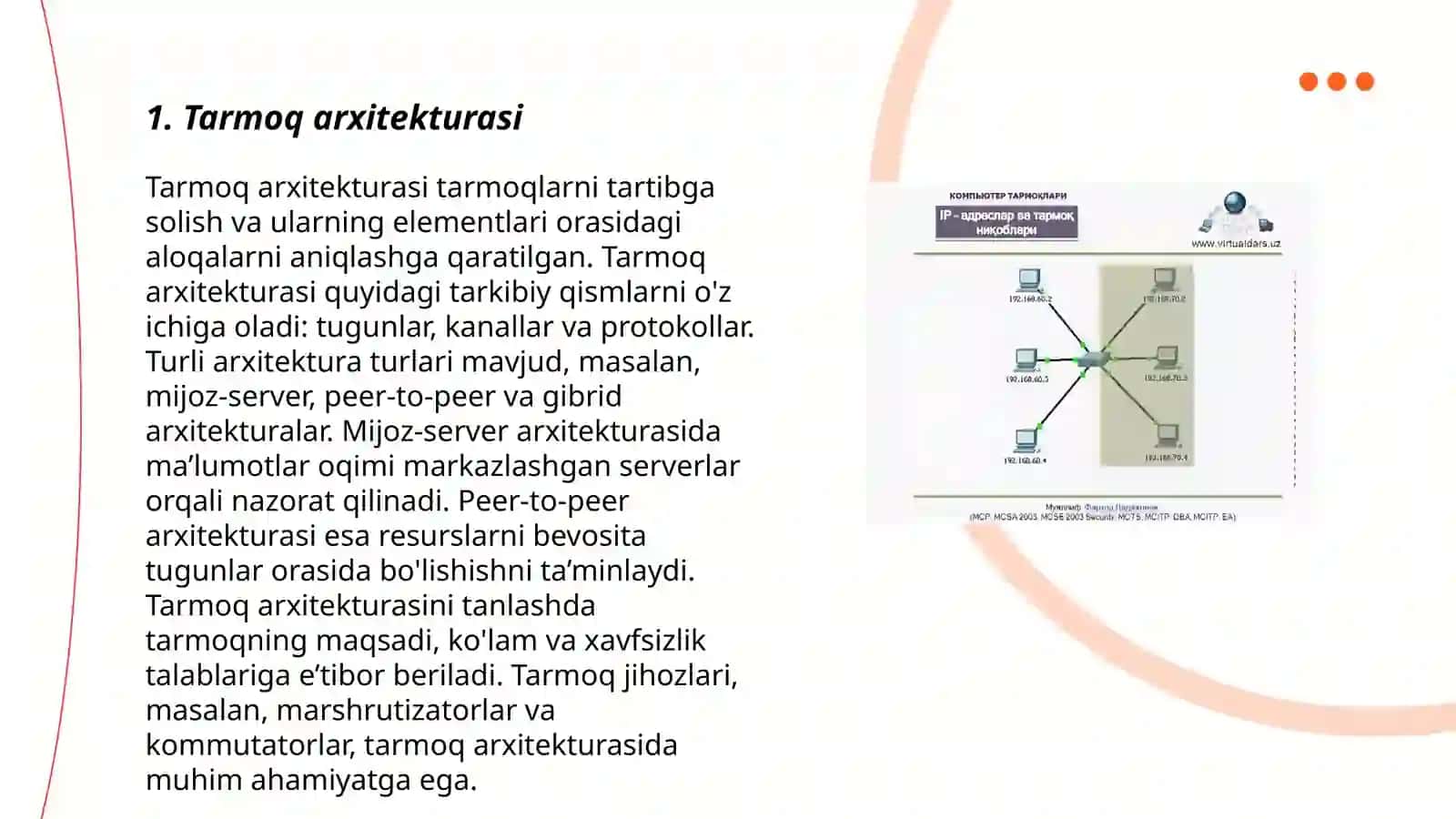 Tarmoq ilova va texnologiyalarning umumiy tushunchalari 3
