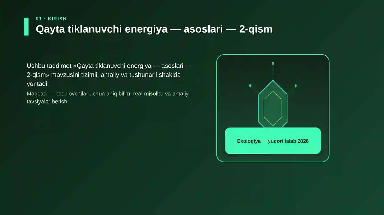 Qayta tiklanuvchi energiya — asoslari — 2-qism 3