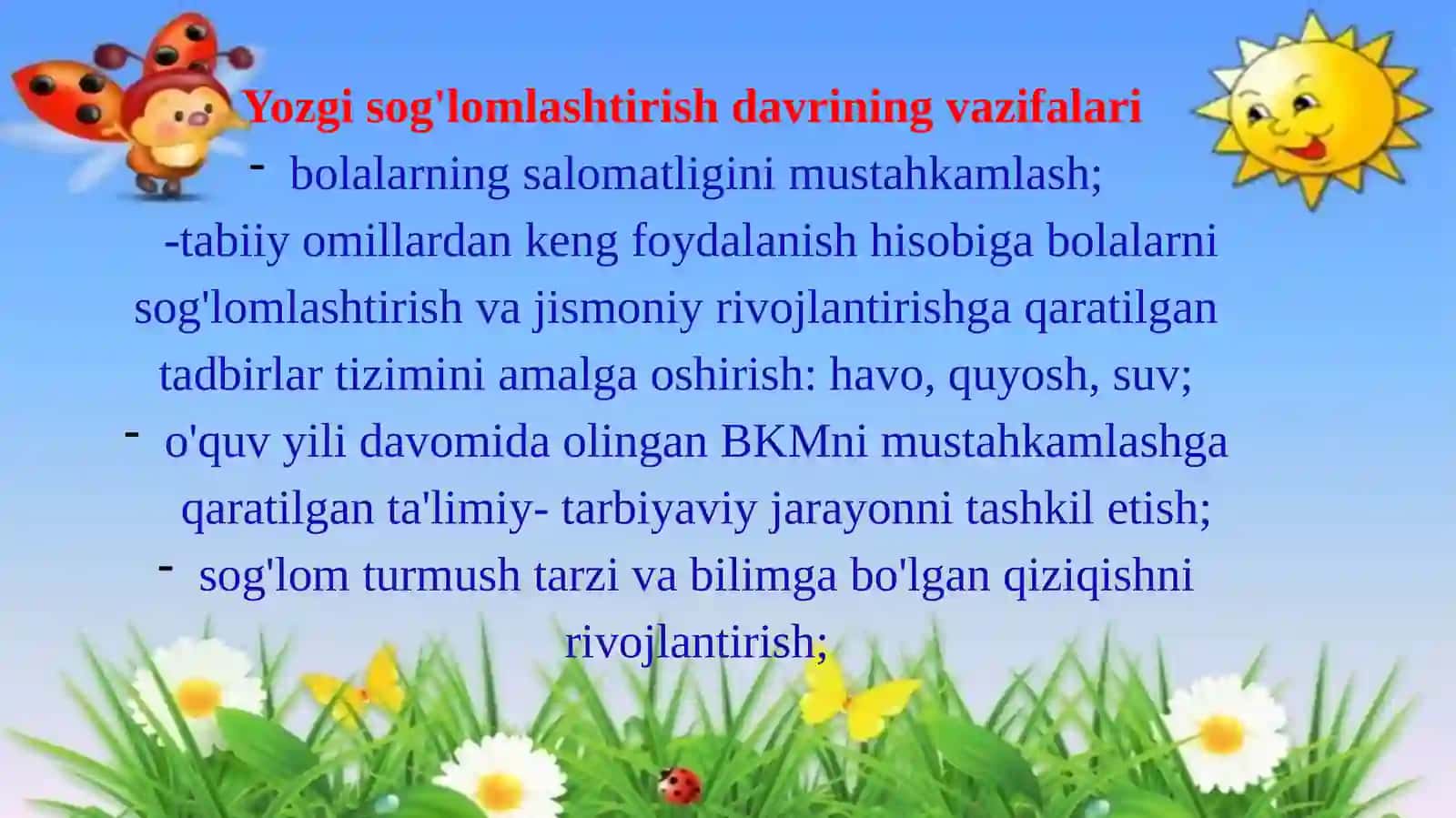 YOZ-BOLAJONLARNI SOG’LOMLASHTIRISH DAVRI 3