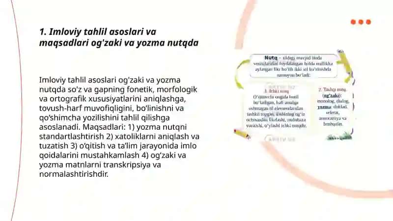 Imloviy tahlil ko'rinishdagi og'zaki va yozma nutq ishlarini bajarish 3
