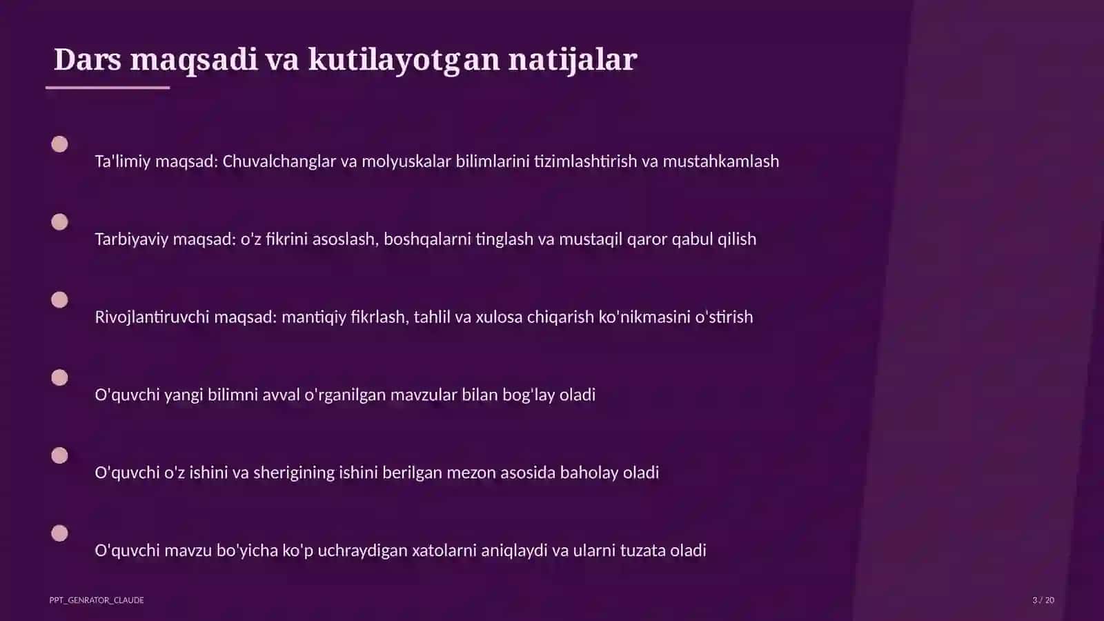 Chuvalchanglar va molyuskalar (7-sinf) 3