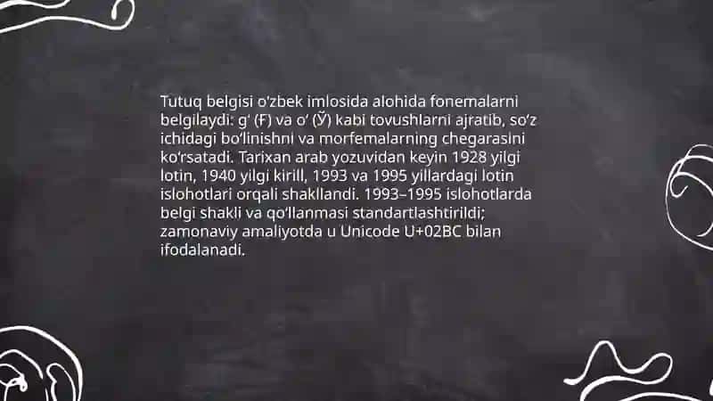 Tutuq belgili so'zlar imlosi va talaffuzi 3
