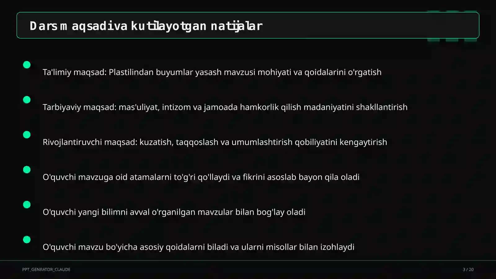 Plastilindan buyumlar yasash (1-sinf) 3