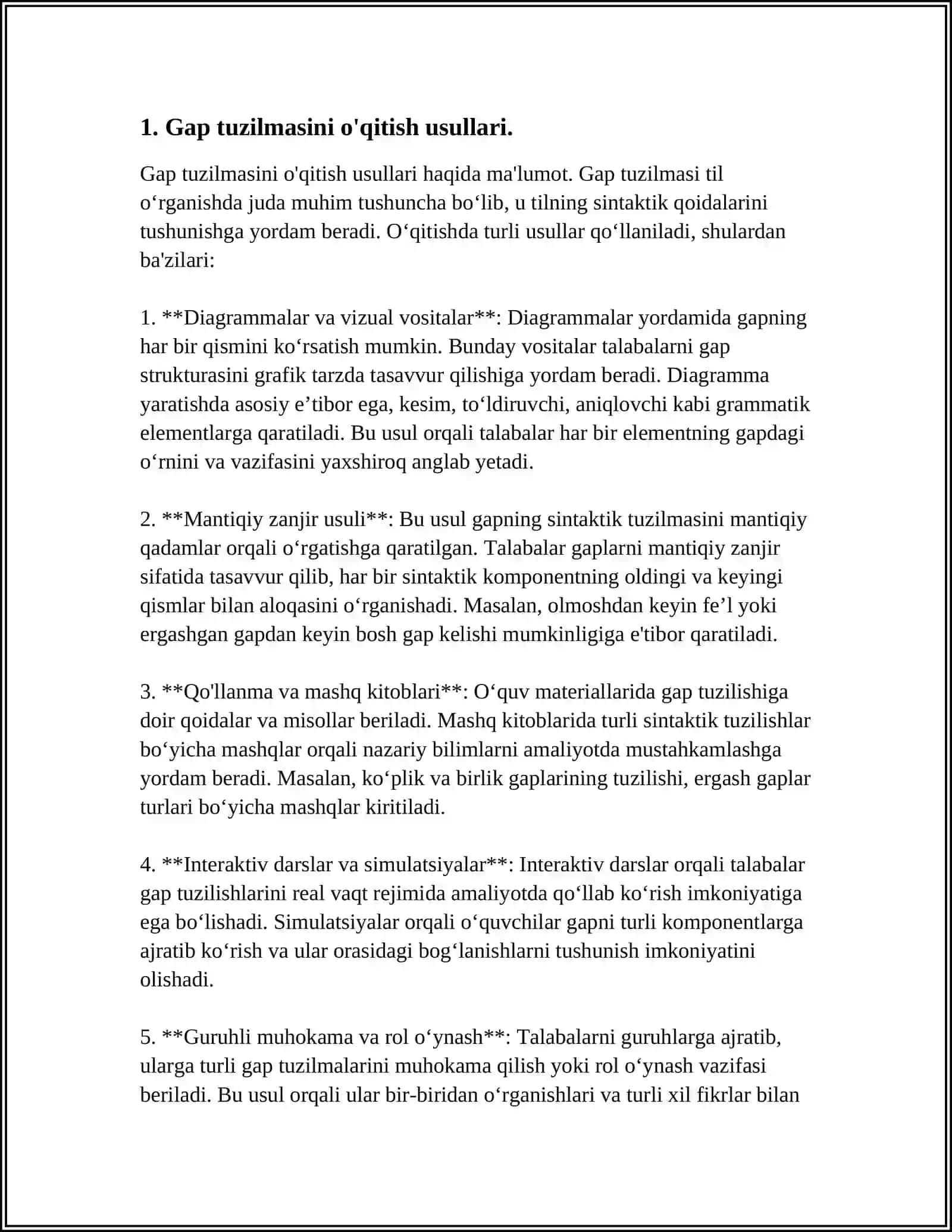 TA'LIM BOSQICHLARIDA GAP VA UNING TURLARINI NUTQIY VAZIYATLAR ORQAL IOSHIRISH USULLARI 3