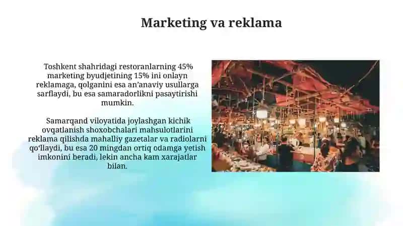 Savdo va Jamoat Ovqatlanishi: Umumiy Nuqtai 3