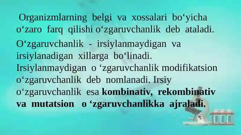Genetik materialning o’zgaruvchanligi. O’zgaruvchanlik va uning xillari 3