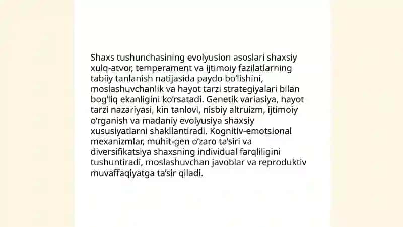 Shaxsni evolyusion jihatdan rivojlanishi 3