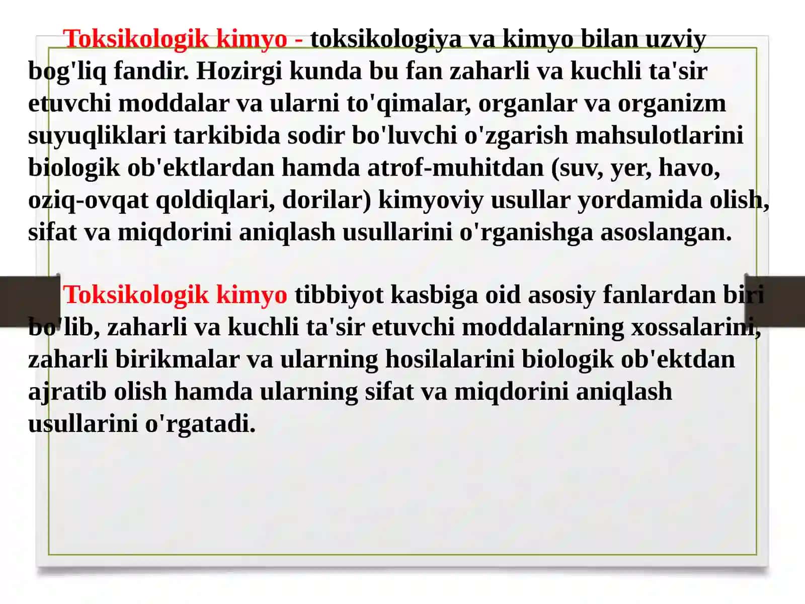 Kirish.Toksikologikkimyoningasosiymasalalari 3