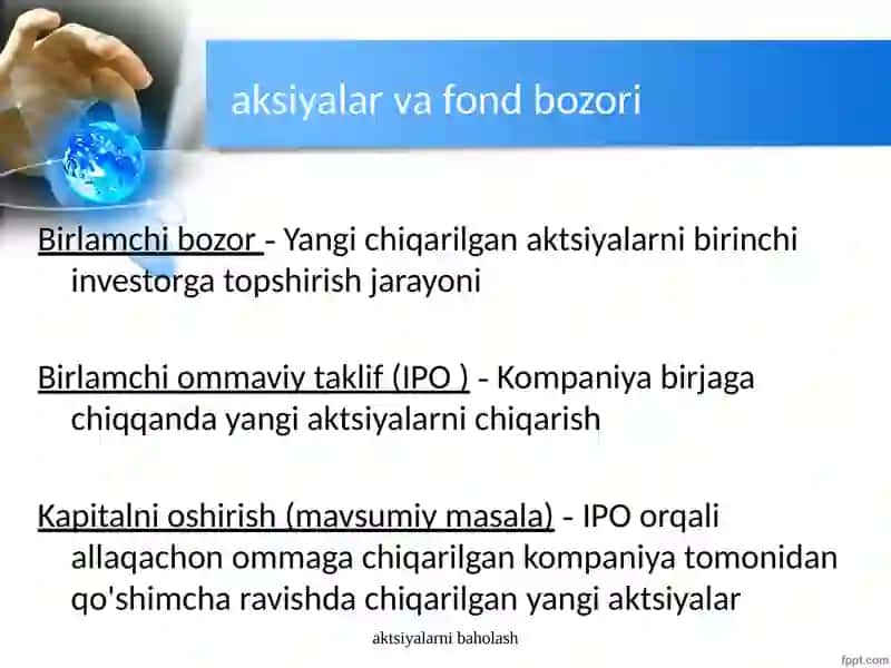 Aksiyalarning baholanishiva xususiyatlari 3