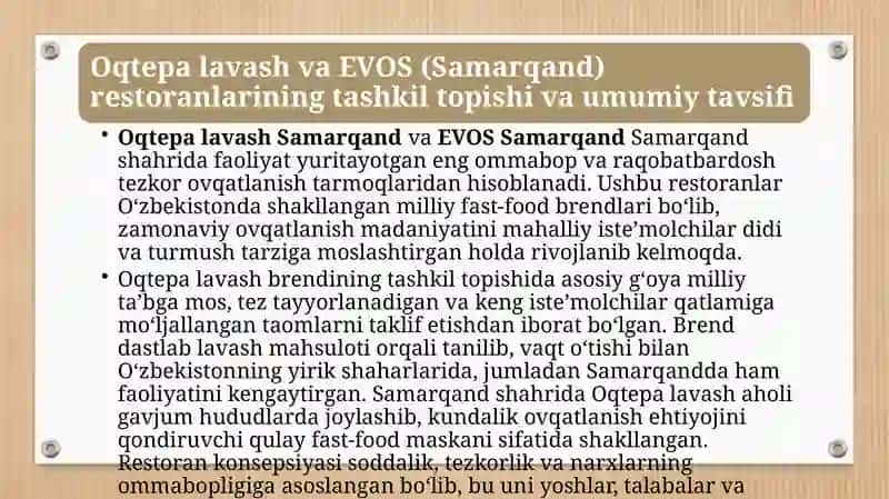 Oqtepa lavash bilan EVOS 3