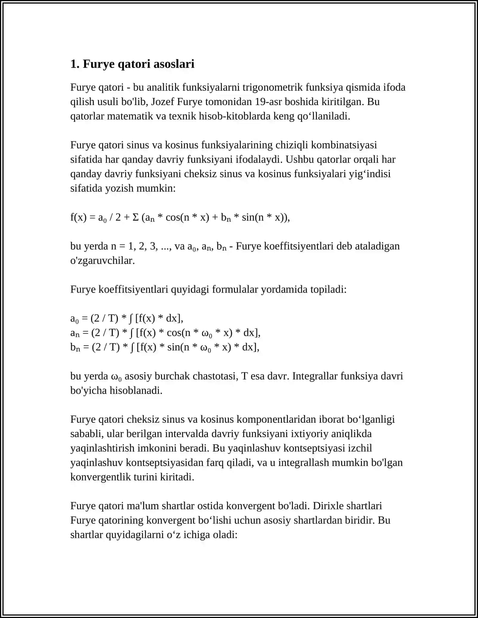 OPTIKA VA TASVIRLARNI QAYTA ISHLASHDA FURYE QATORINING QO'LLANILISHI 3