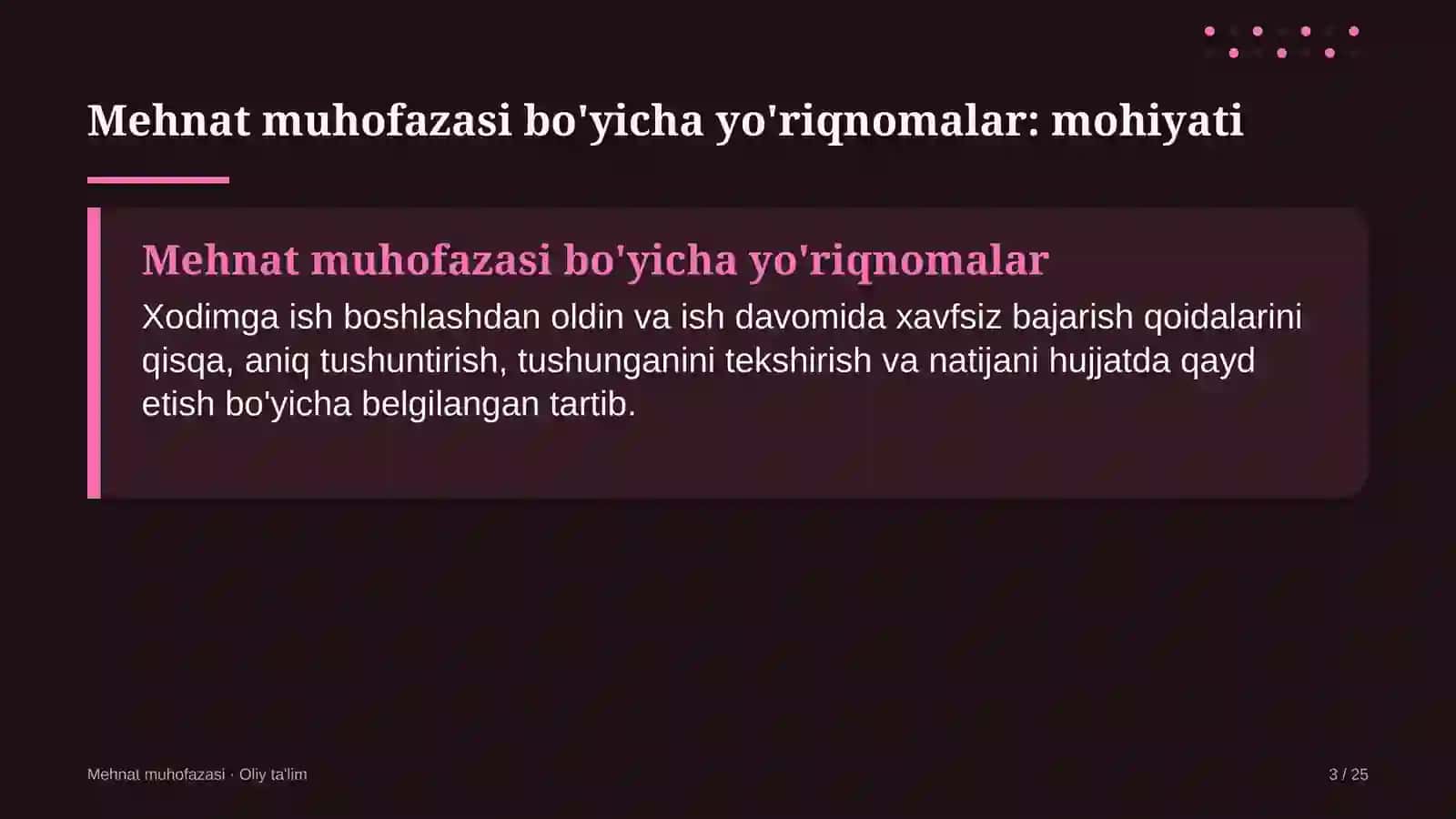 mehnat nizolari komissiyalarida mehnat muhofazasi bo'yicha yo'riqnomalar o'tkazish 5722 3