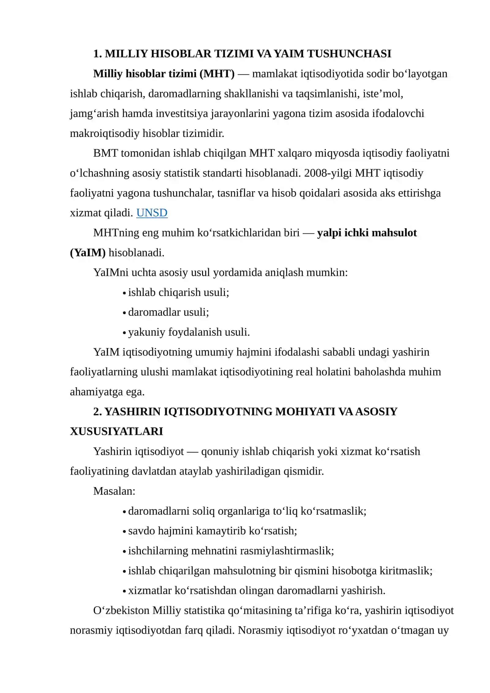 Milliy HISOBLAR TIZIMIDAGI (MHT) MA’LUMOTLAR ASOSIDA YASHIRIN IQTISODIYOTNING YAIMDAGI ULUSHINI MUTLAQ VA NISBIY MIQDORLAR YORDAMIDA TAHLIL QILISH 3