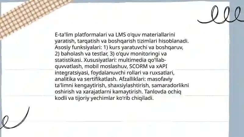 E-ta'lim platformalari va LMS 3