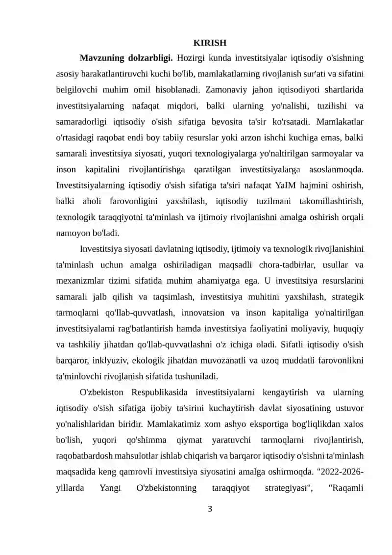 Investitsiyalarning iqtisodiy o'sish sifatiga tasirini oshirishning nazariy asoslarini takomillashtirish 3