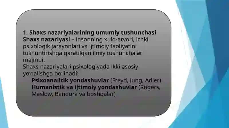 Chet el psixologiyasida shaxs nazariyalari 3