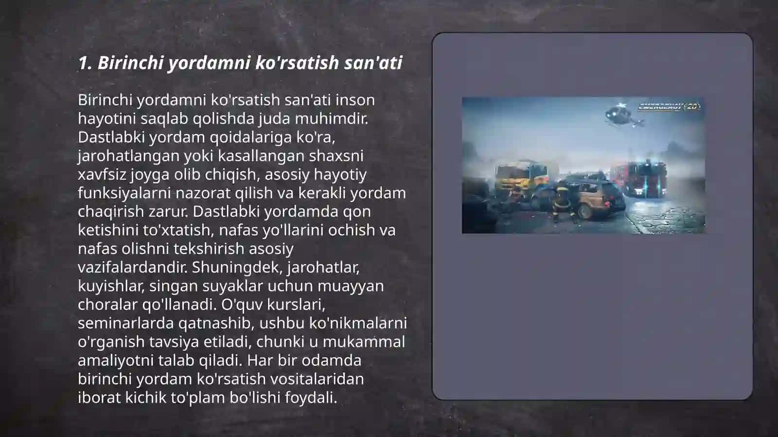 Birinchi yordamni ko'rsatish san'ati 3