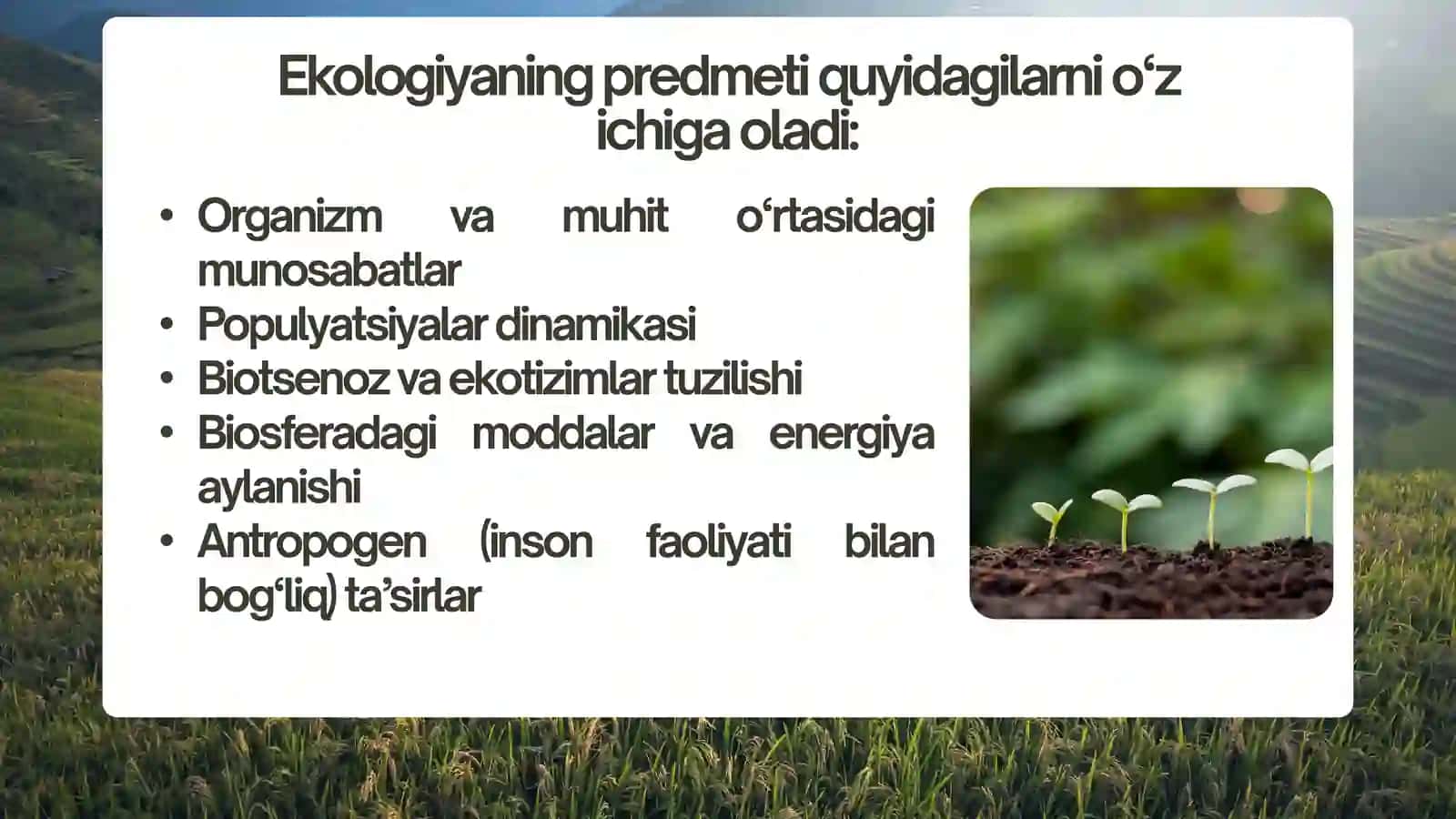 Ekologiya fanining predmeti vazifalari va rivojlanish bosqichlari 3
